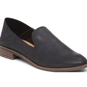 Lucky Brand LK Garny Black Leather Loafers Almond Toe Flats Womens Size 7M 37.5